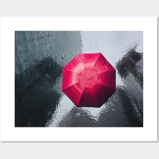 Alone/Standing in the Rain/ Umbrella in Rain Posters and Art